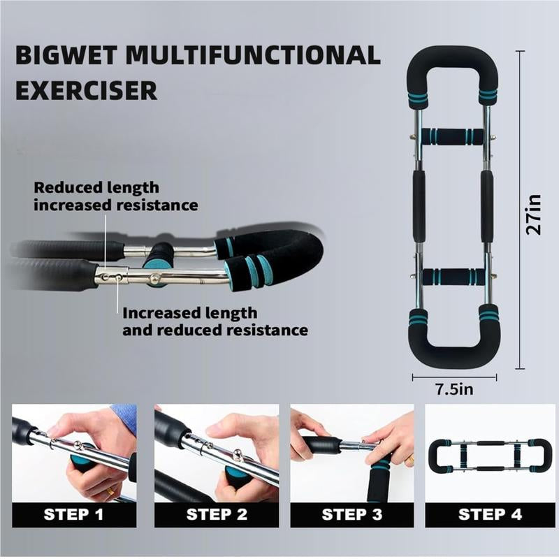 Bigwet Twister Arm Trainer 90-130 LBS Heavy-Duty Spring Resistance for Adjustable Detachable Spring Strength Training Bar for Triceps, Chest, Forearm, and Home Fitness Adductors Muscle Stomach Workout,Adjustable Hand Strengthening Trainer